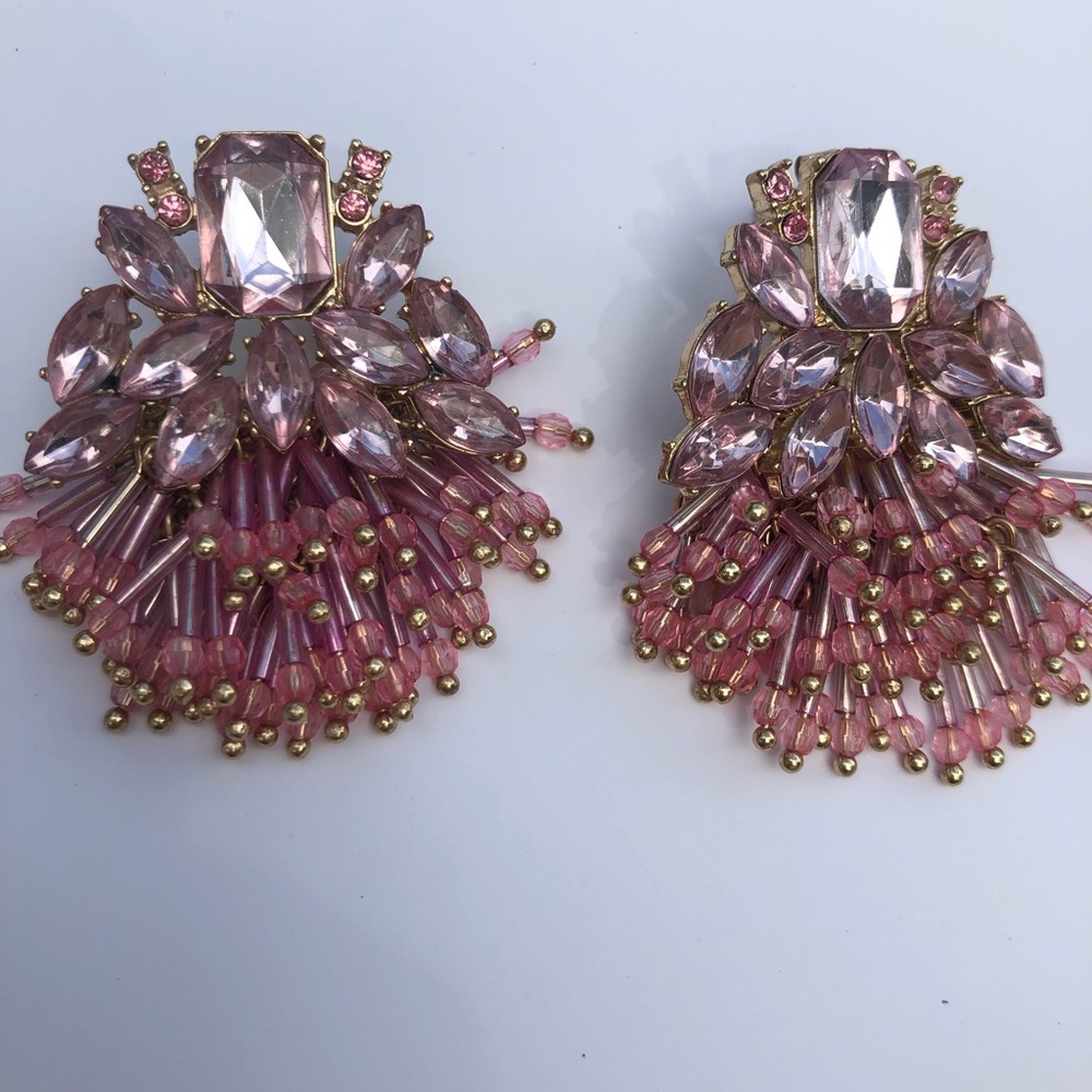 H&M Pink Rhinestone Dangle Earrings